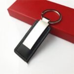 Leather Key Chain Personalised Keyring Engraved Leather Tag Gift Logo Keyrings - Image 4