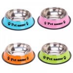 Pet Feeding Bowls PERSONALISED Durable Stainless Steel Non-slip Dog Cat Bowl - Image 2