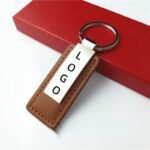 Leather Key Chain Personalised Keyring Engraved Leather Tag Gift Logo Keyrings