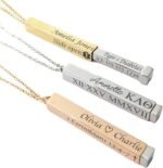 Personalized Bar Necklace Customize Name Secret Message Stainless Steel Jewellery Gift For Her Woman Engraved Rectangle Necklace - Image 3