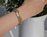 Custom ID Engraved Gold Plated Stainless Steel Waterproof Cuban Chain Trendy Gift Bracelet for Women Men Personalized Black Name - Image 2