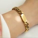 Custom ID Engraved Gold Plated Stainless Steel Waterproof Cuban Chain Trendy Gift Bracelet for Women Men Personalized Black Name - Image 4