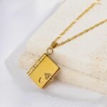 Custom Book Engraved Name and Messages Necklace Personalized Mini Book Locket Necklace Openable Multi Layer Memory Necklaces