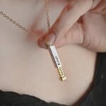 Personalized Bar Necklace Customize Name Secret Message Stainless Steel Jewellery Gift For Her Woman Engraved Rectangle Necklace