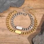 Custom ID Engraved Gold Plated Stainless Steel Waterproof Cuban Chain Trendy Gift Bracelet for Women Men Personalized Black Name - Image 3