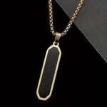 Gold-Tone & Onyx-Style Inlay Pendant Necklace - Image 4