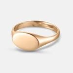 Minimalist 14K Gold Marquise Signet Ring Adjustable - Image 8