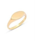 Minimalist 14K Gold Marquise Signet Ring Adjustable - Image 5