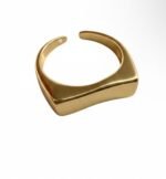 Modern Gold Geometric Bar Ring – Adjustable Minimalist Statement Ring - Image 2