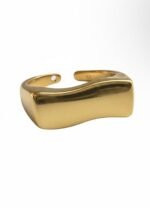 Modern Gold Geometric Bar Ring – Adjustable Minimalist Statement Ring - Image 3