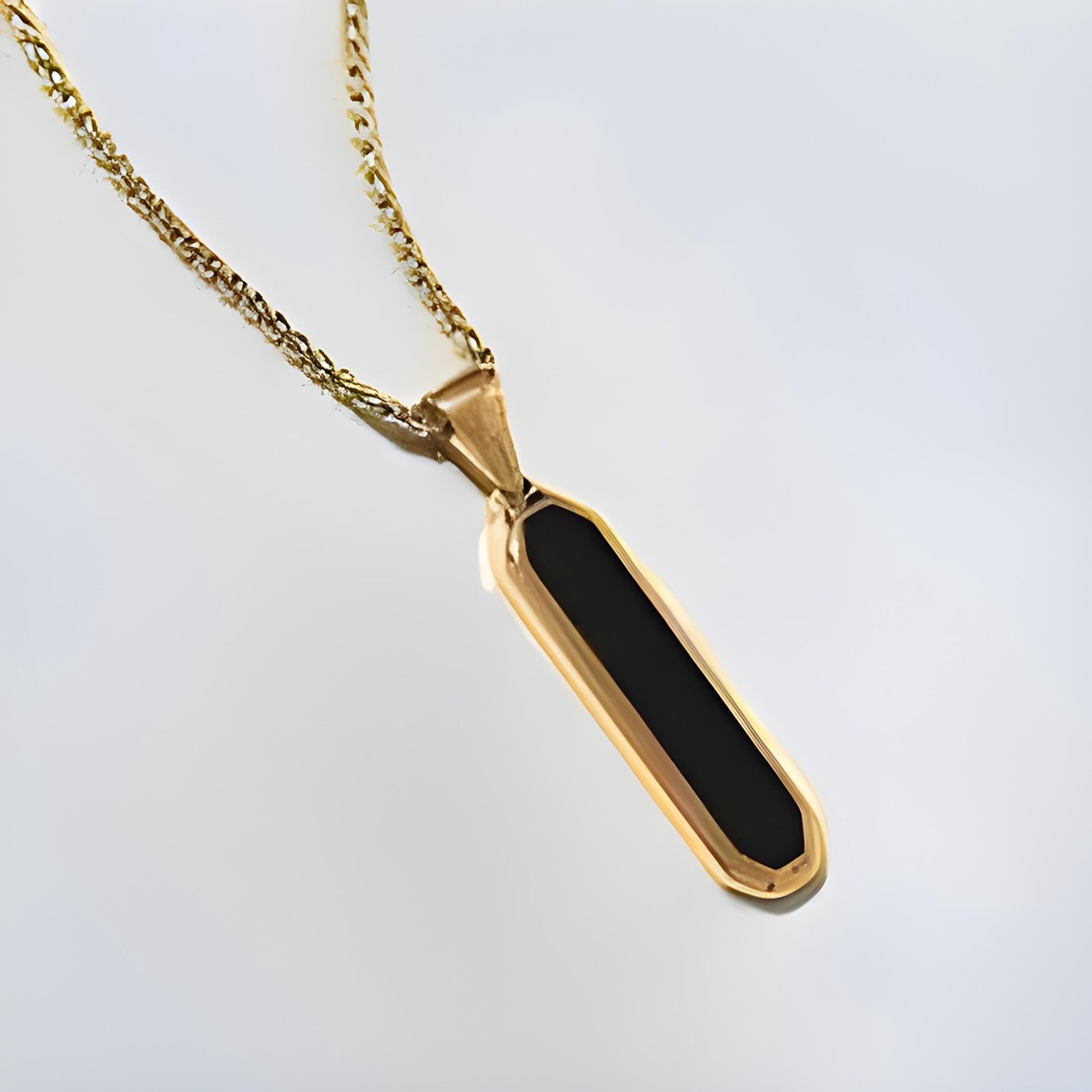 il_fullxfull.7664951533_pifi.jpg Gold-Tone & Onyx-Style Inlay Pendant Necklace - Image 1
