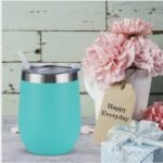Wine Glass Tumbler Personalised 12oz Stemless Insulated DoubleWall Camp Tumblers - Image 9