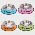 PERSONALISED Pet Feeding Bowls Stainless Steel Non-slip Dog Cat Bowl Durable