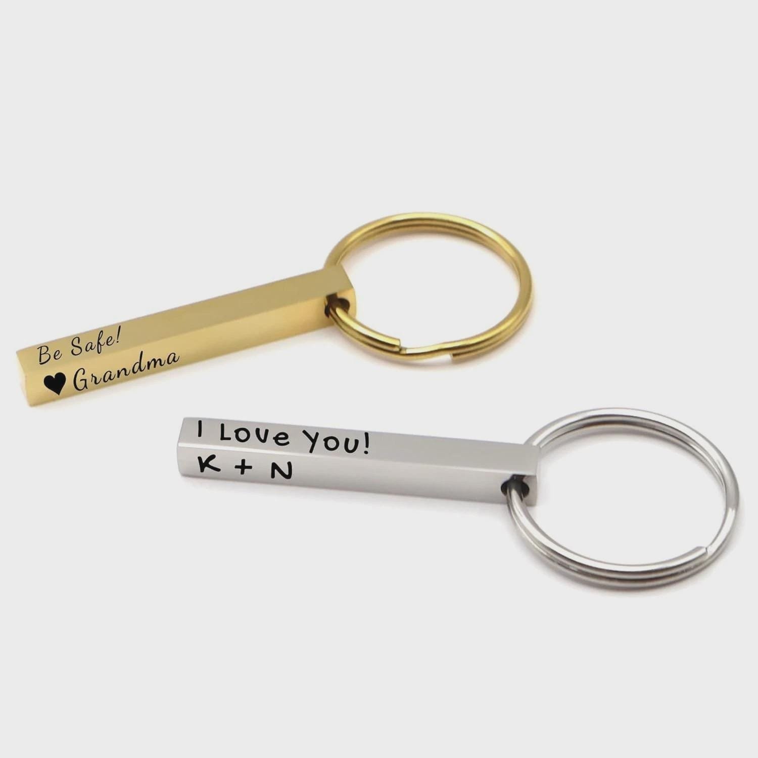 il_fullxfull.7693332665_c3yp.jpg Stainless Steel Custom Letter Name Key Chain Personalized Engraved Keyring Gifts - Image 1