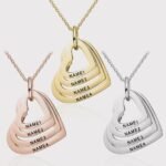 Personalized stainless steel heart pendant necklace laser engraving Women Couple