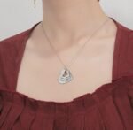Personalized stainless steel heart pendant necklace laser engraving Women Couple - Image 3