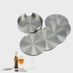 Personalised Coasters 6pc Stainless Steel Drink W/ Holder Table Coasters