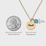 Stainless steel gold plated round brand laser marking lettering birthstone women - Image 4