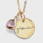 Stainless steel gold plated round brand laser marking lettering birthstone women - Image 8