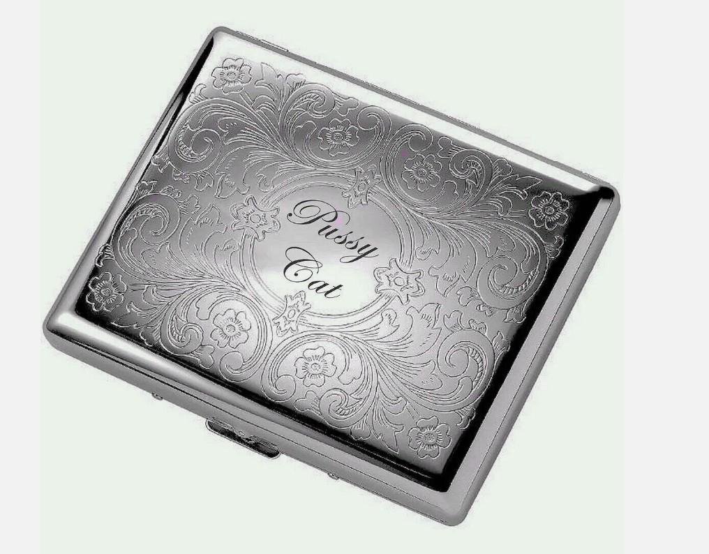 il_fullxfull.8105937289_osvk.jpg Personalised Cigarette Case Stainless Steel Silver Pocket Pouch 20 Pcs Box - Image 1