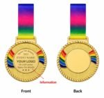 Personalised Award Medal Zinc Alloy Engraved Prize Gift with Neck Ribbon for Games Events Football Sports Medal