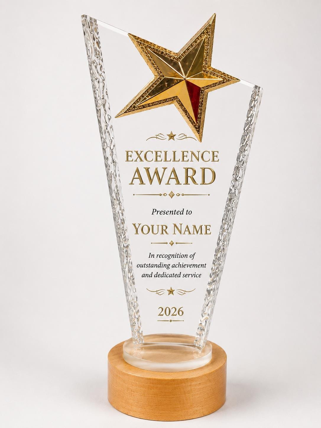 il_fullxfull.8179466509_pzds.jpg Customised Crystal Star Award Appreciation Plaque Employee Recognition Awards - Image 1
