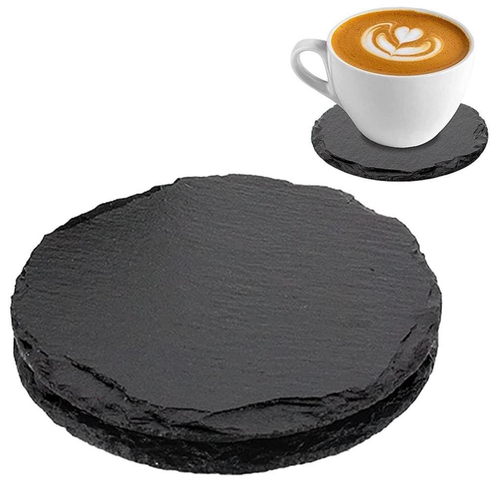 il_fullxfull.8186538847_f8e5.jpg Slate Coaster Personalised Round Shape Laser Engraved Drink Bar Table Coaster - Image 1