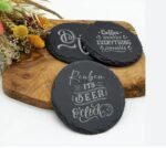 Slate Coaster Personalised Round Shape Laser Engraved Drink Bar Table Coaster - Image 2