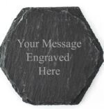 Personalised Slate Coasters Hexagon Shaped Laser Engraved Drink Bar Table Coaster - Image 3