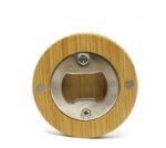 Magnetic Round Wood Bottle Opener Custom Engraved Bamboo Refrigerator Sticker - Image 3