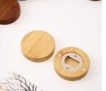 Magnetic Round Wood Bottle Opener Custom Engraved Bamboo Refrigerator Sticker - Image 4