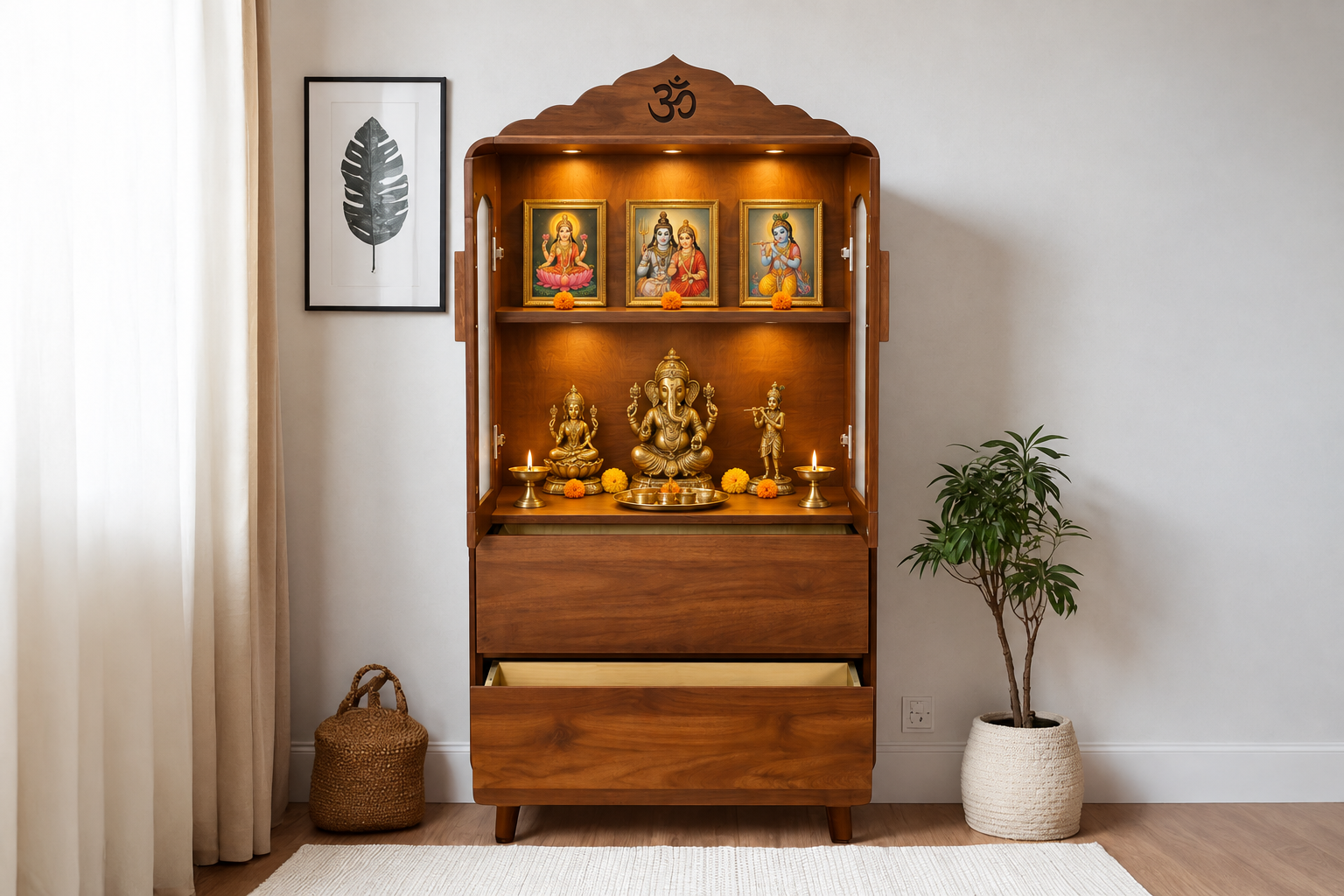 ChatGPT Image Sep 14, 2026, 03_27_01 PM Temple mandir 2 door 2 drawer - Image 1